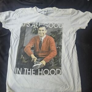 Mister Rogers Neighborhood White It's All Good In The Hood T-shirt Adult Size M